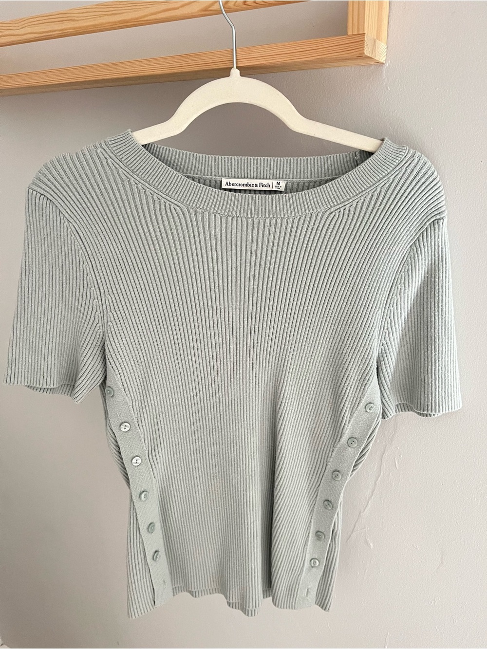 Maternity Abercrombie & Fitch LuxeLoft side button sweater tee. Grey green